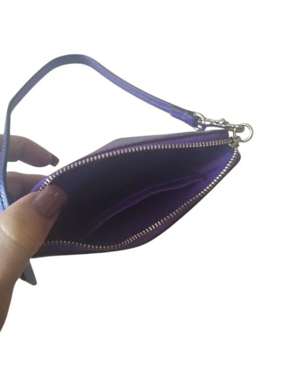 Coach F53429 SV/Metallic Purple Iris Corner Zip Wristlet